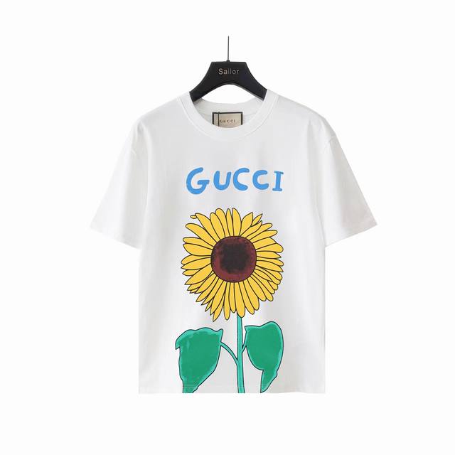 Actual details + size chart Gucci sunflower round neck short sleeves Senseless p