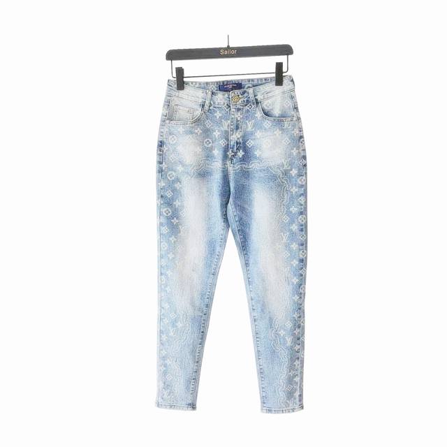 Actual details + size chart Louis Vuitton washed old flower logo jeans The most