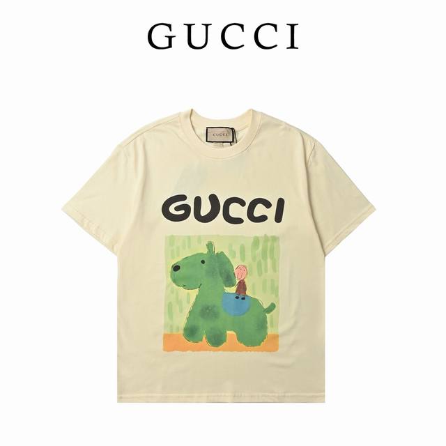 Gucci cartoon heavy-printed high-weight short-sleeved T-shirt Made of custom-mad