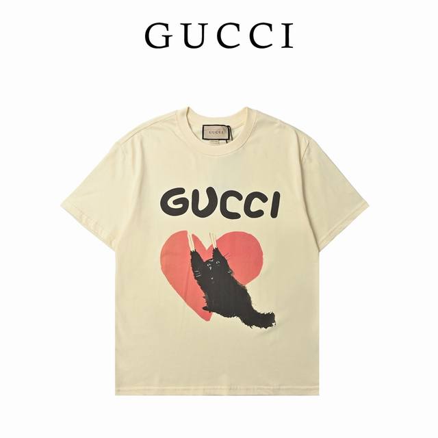 Gucci cartoon heavy-printed high-weight short-sleeved T-shirt Made of custom-mad