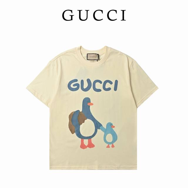 Gucci cartoon heavy-printed high-weight short-sleeved T-shirt Made of custom-mad