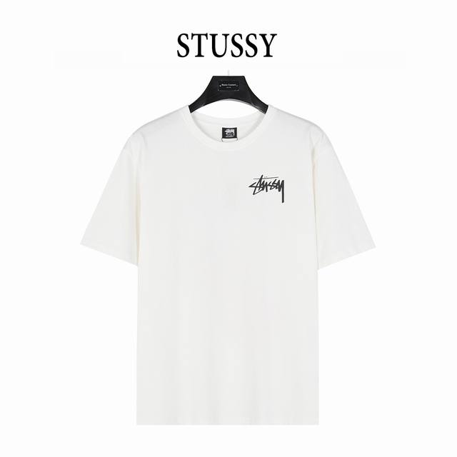 Stussy 25Ss plush dice print logo short-sleeved T-shirt Classic version with pla