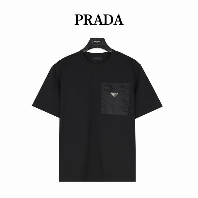 Prada Chest Zipper Pocket Triangle Label Short Sleeve Summer Channel Limited New