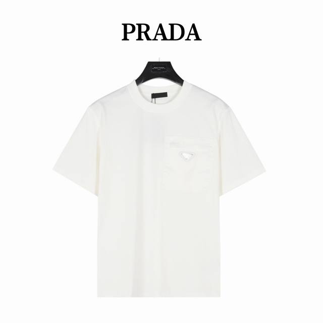 Prada Chest Zipper Pocket Triangle Label Short Sleeve Summer Channel Limited New