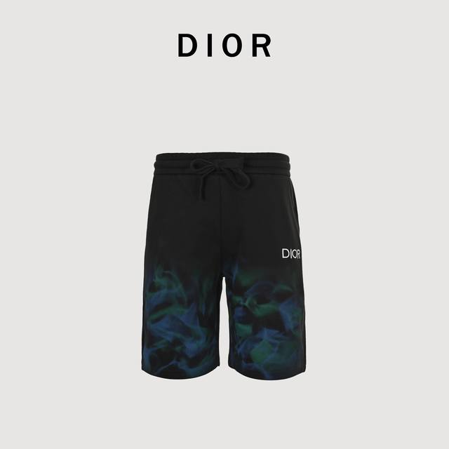 Dior Cd hand-painted flame terry shorts The fabric is made of 380G pure cotton t