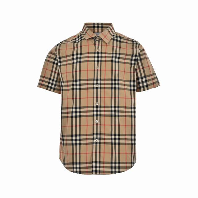 Burberry classic check short-sleeved shirt The fabric is made of double-strand 8