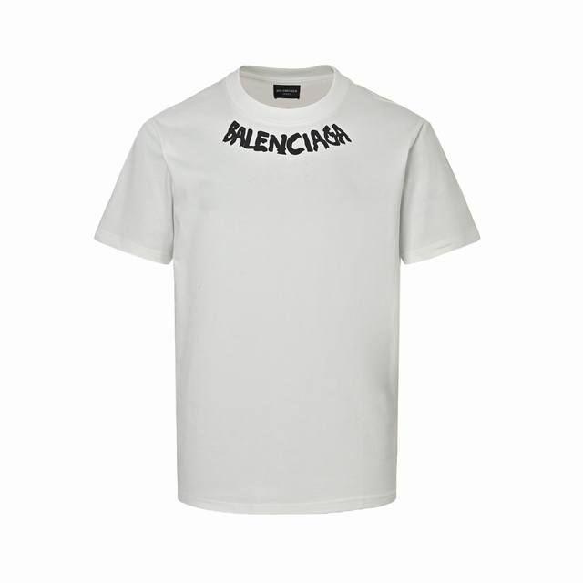 Balenciaga 25Ss Neckline Letter Foam Print Short Sleeves The fabric is made of 3