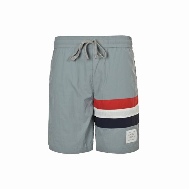 Thom Browne 25Ss red, white and blue ribbon beach shorts The fabric is custom-ma