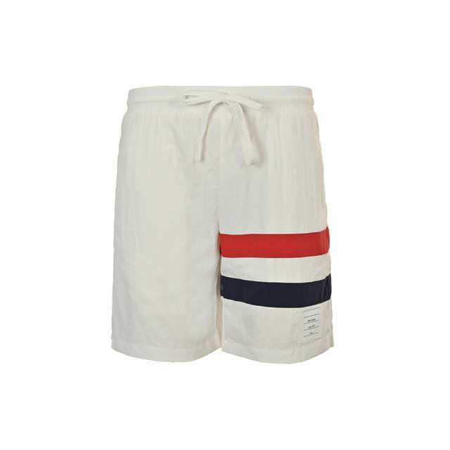 Thom Browne 25Ss red, white and blue ribbon beach shorts The fabric is custom-ma