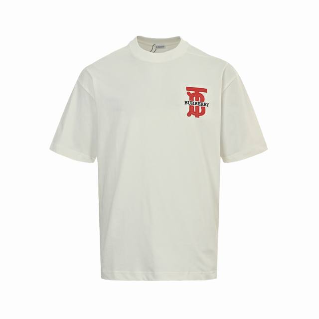Burberry 25Ss chest patch embroidered short sleeves The fabric is made of pure c