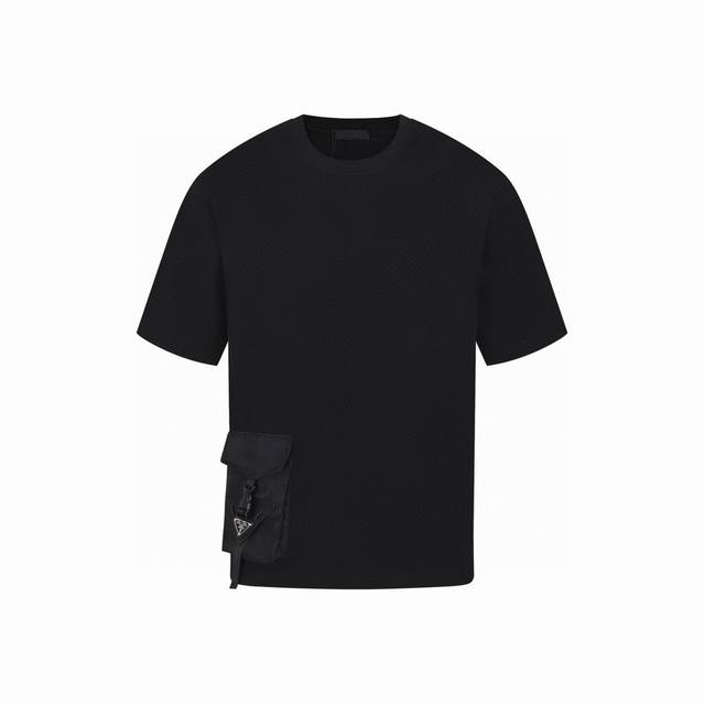 Prada New summer classic triangle logo nylon pocket round neck short-sleeved T-s