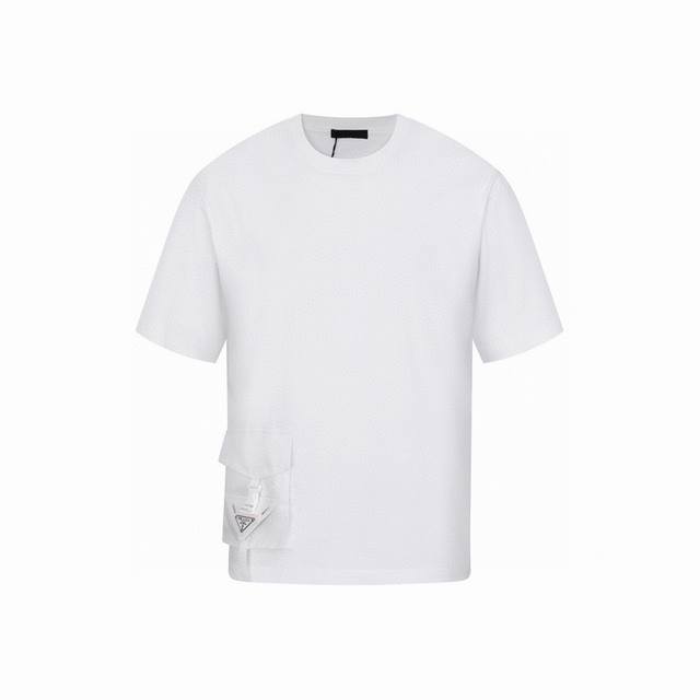 Prada New summer classic triangle logo nylon pocket round neck short-sleeved T-s