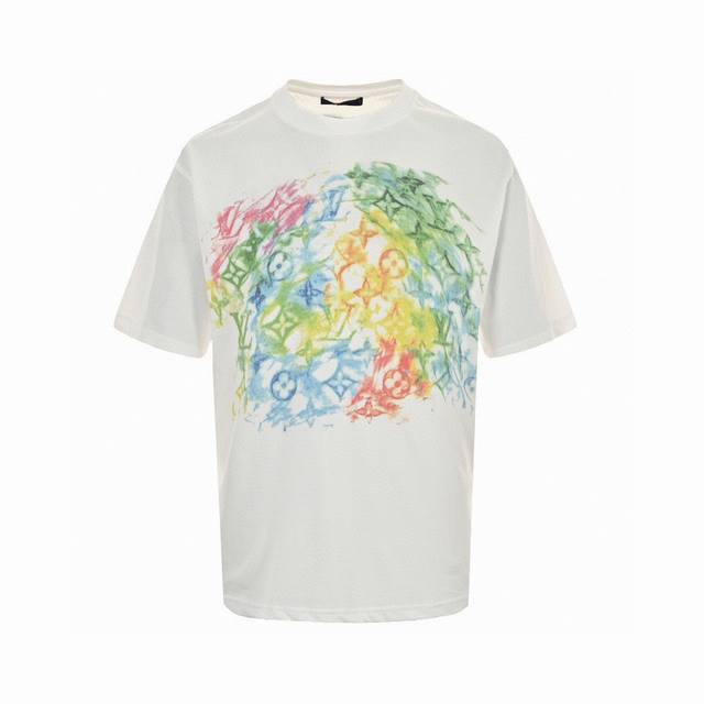 Louis Vuitton Summer new crayon painted graffiti round neck short-sleeved T-shir