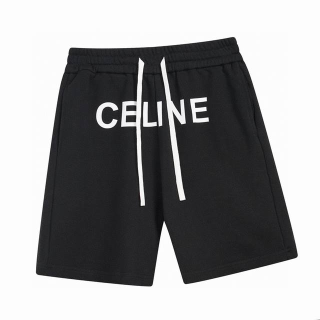 Celine New summer classic letter print casual shorts Custom-woven and dyed 320g