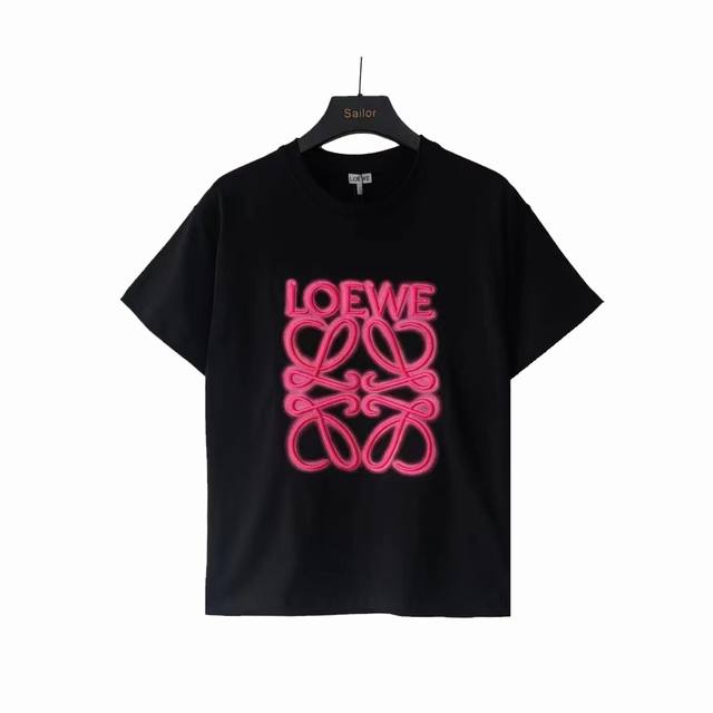 Actual details + size chart Loewe neon embroidery fluorescent short-sleeved T-sh