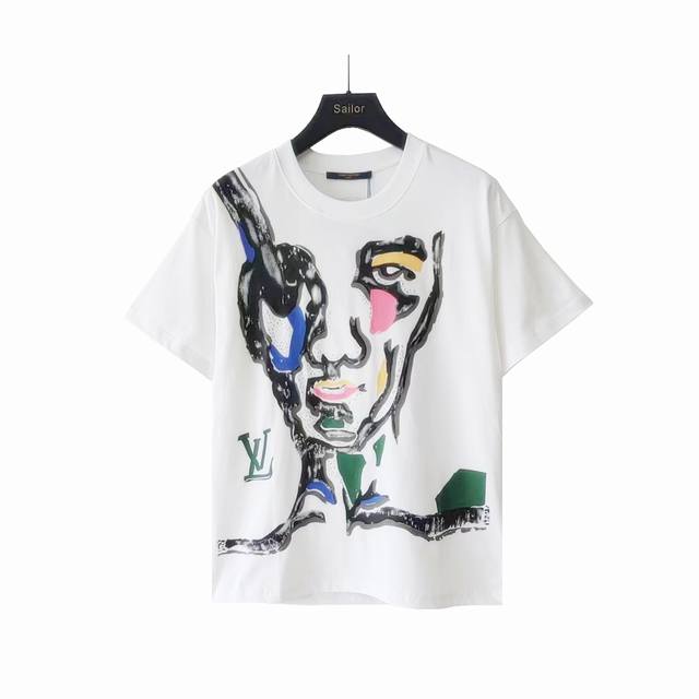 Actual details + size chart Louis Vuitton hand-painted face logo graffiti short-