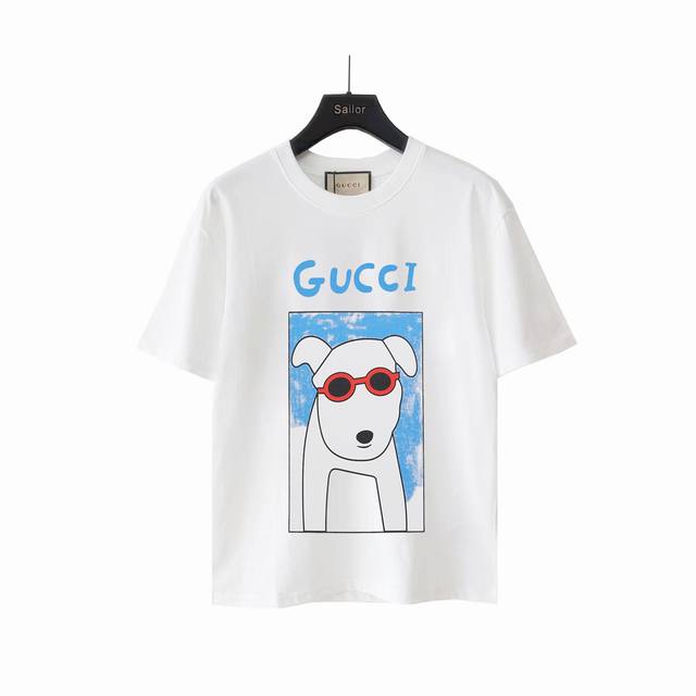 Actual details + size chart Gucci funny cartoon sunglasses cool dog round neck s