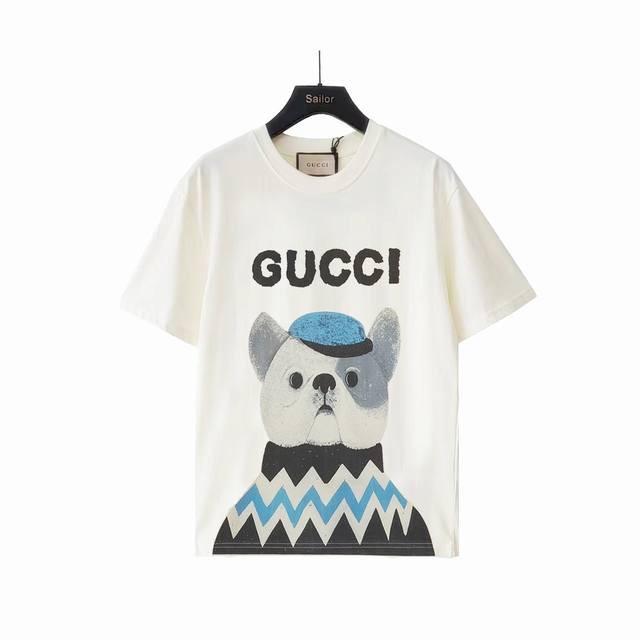 Actual details + size chart Gucci funny cartoon dog-like round neck short-sleeve