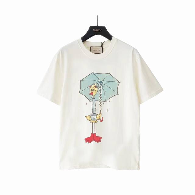 Actual details + size chart Gucci funny cartoon bird holding an umbrella round n