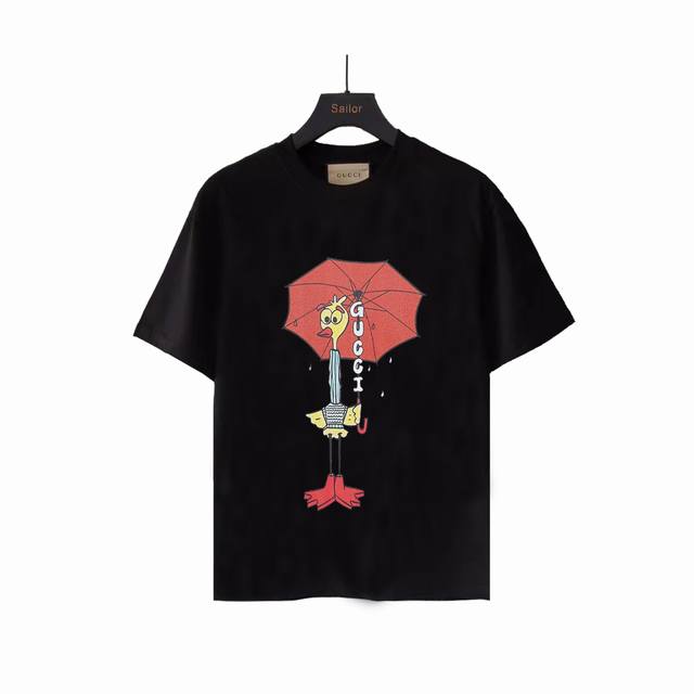 Actual details + size chart Gucci funny cartoon bird holding an umbrella round n
