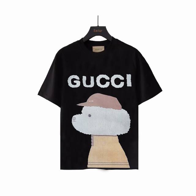 Actual details + size chart Gucci Funny and Cute Puppy Series Short Sleeve T-shi