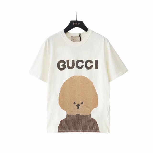 Actual details + size chart Gucci Funny and Cute Puppy Series Short Sleeve T-shi
