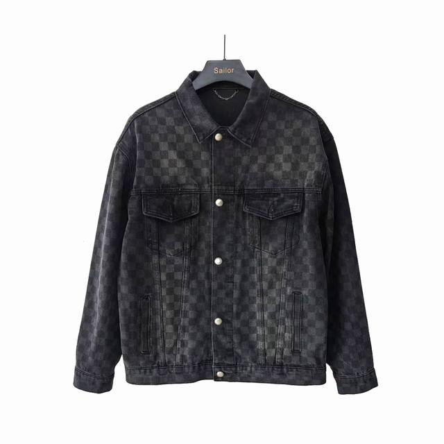 Actual details + size chart Lous Vuitton checkerboard denim jacket Original loos
