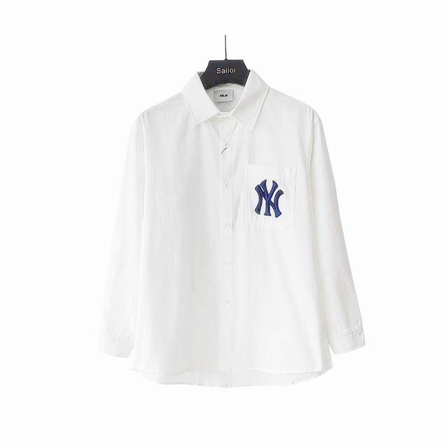 Actual details + size chart Mlb 24Ss woven large logo monogram shirt Unisex styl