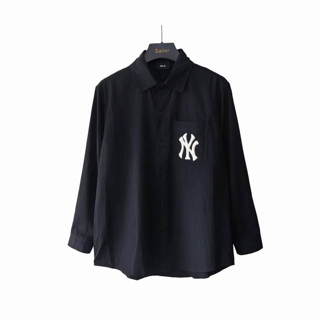 Actual details + size chart Mlb 24Ss woven big logo monogram shirt Unisex style,