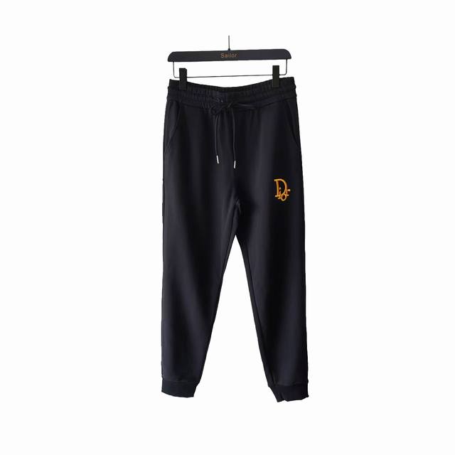 Actual details + size chart Dior classic gold embroidered logo casual trousers H
