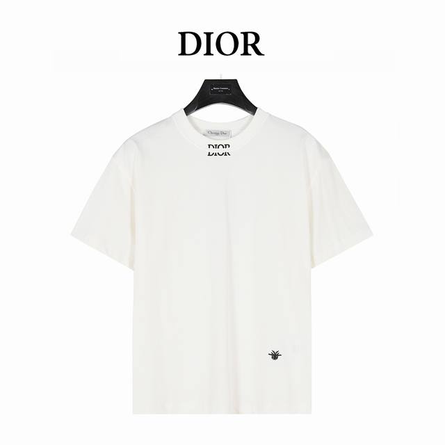 Dior 25Ss short-sleeved T-shirt with letter bee embroidery on the neckline Using