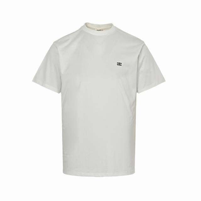 Celine classic embroidered logo short sleeves Made of 40-count double-strand fab