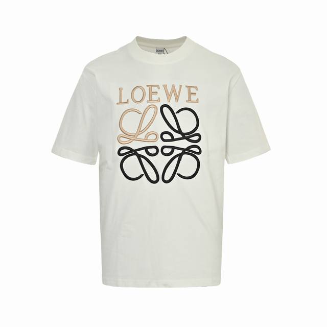Loewe 22Ss Embroidered Logo Short Sleeves Customized 26S double yarn dust-free c