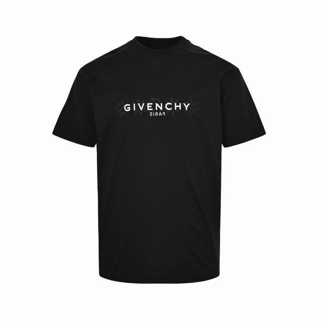 Givenchy Tarot Star Print Short Sleeves Round Neck Ribbed Stitching, Front and B