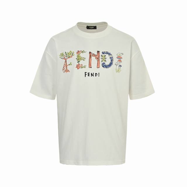 Fendi 25Ss floral letter print short sleeves The fabric is made of customized 24