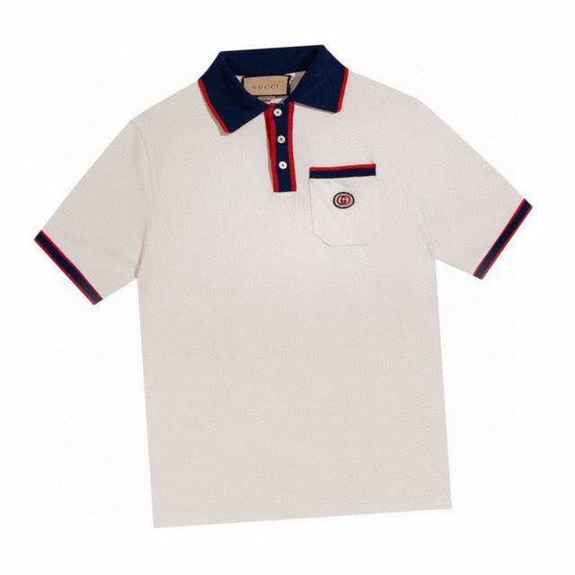 Gucci Summer new product, small double G embroidered lapel short-sleeved Polo sh