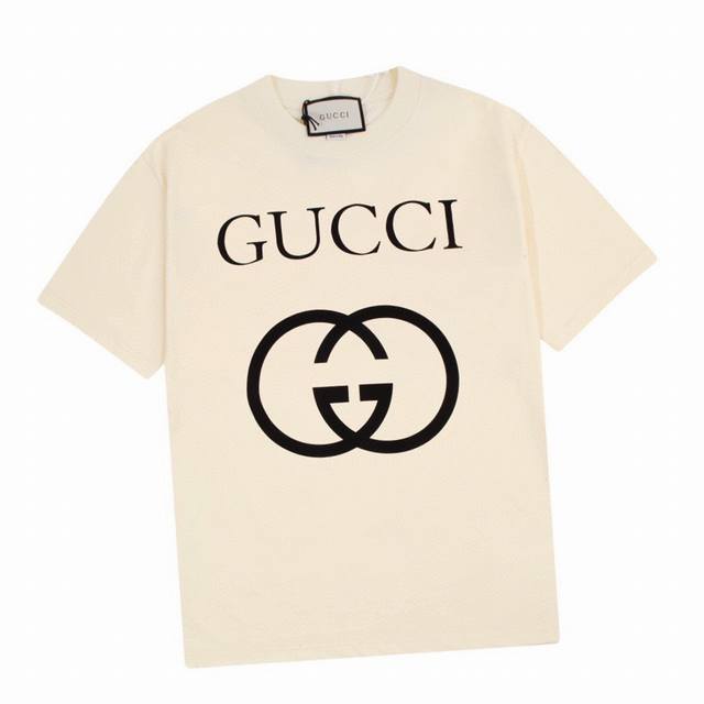 Gucci Summer new classic double G interlocking letter print round neck short-sle