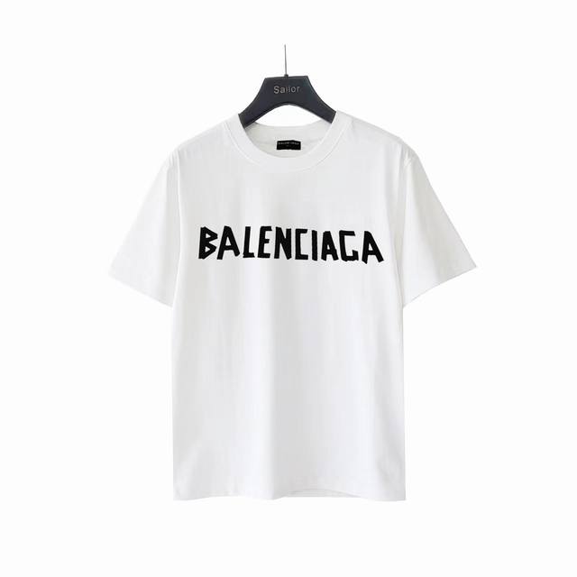 Actual details + size chart Balenciaga front and back logo printed short-sleeved