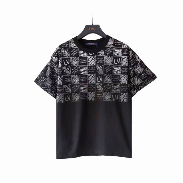 real shot details + size chart Louis Vuitton checkerboard letter logo short slee