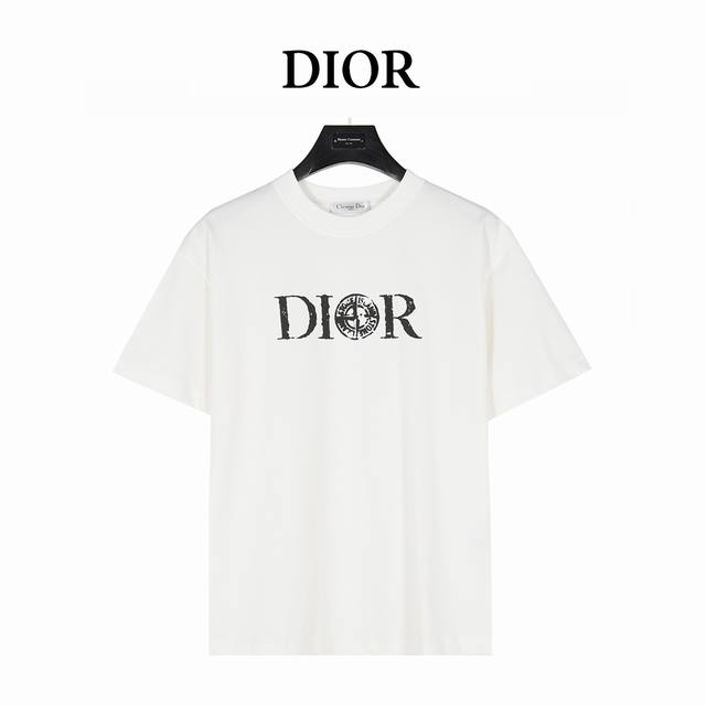 Dior x Stone Island 25Ss mottled letter logo print short-sleeved T-shirt Origina