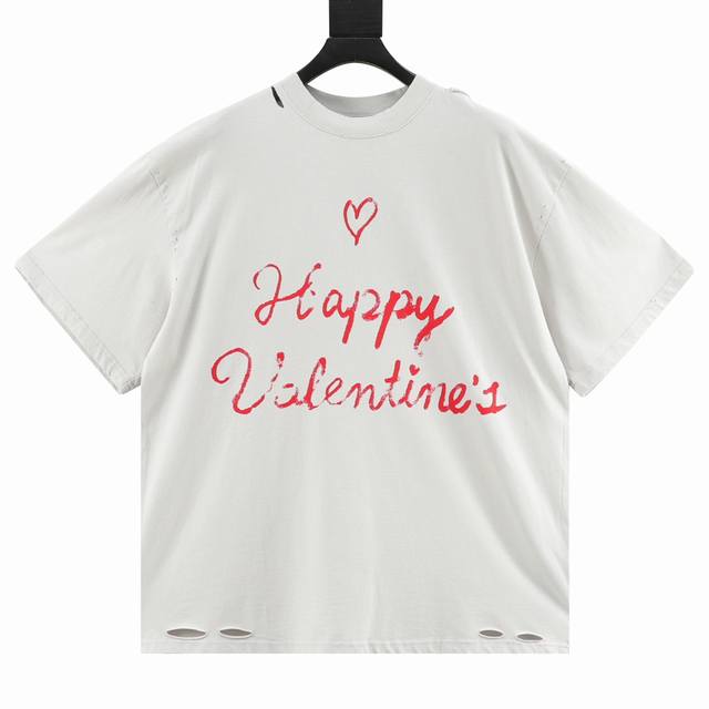 Balenciaga Valentine's Day limited edition heart graffiti short sleeves Made of