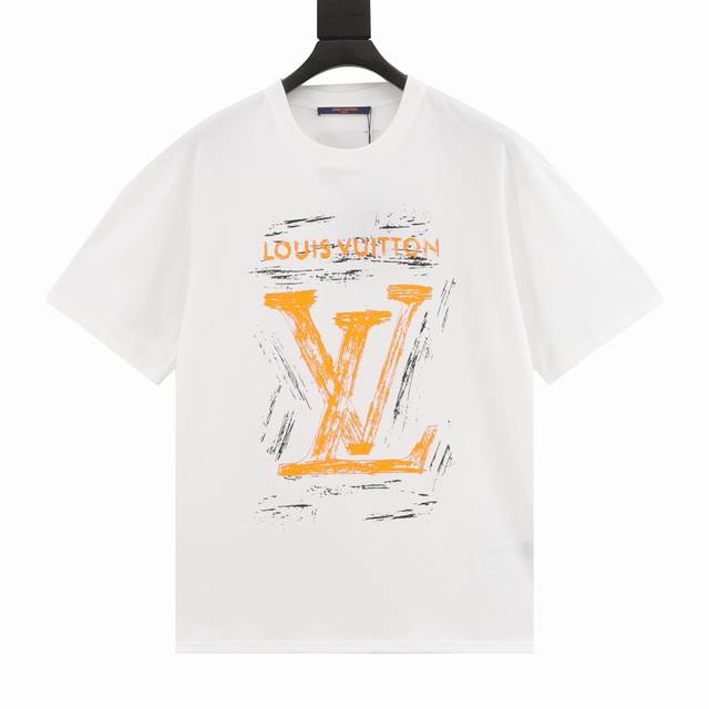 Louis Vuitton 24Ss hand-painted graffiti large letter print short sleeves The si