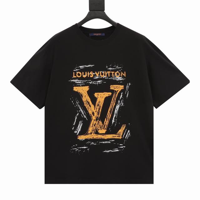 Louis Vuitton 24Ss hand-painted graffiti large letter print short sleeves The si