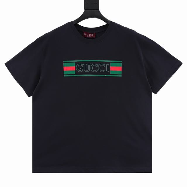 Gucci new red and green belt print round neck T-shirt Customized high-weight kni