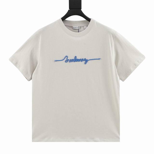 Burberry woven hemp rope letter logo round neck short sleeves Original custom 32