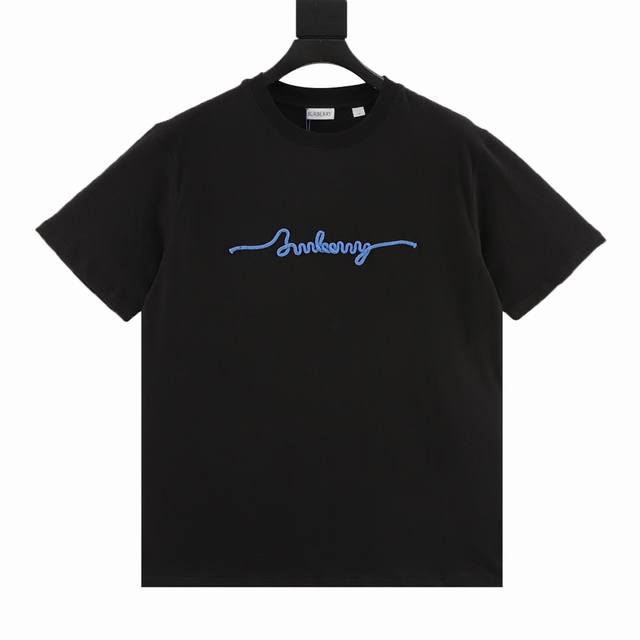 Burberry woven hemp rope letter logo round neck short sleeves Original custom 32