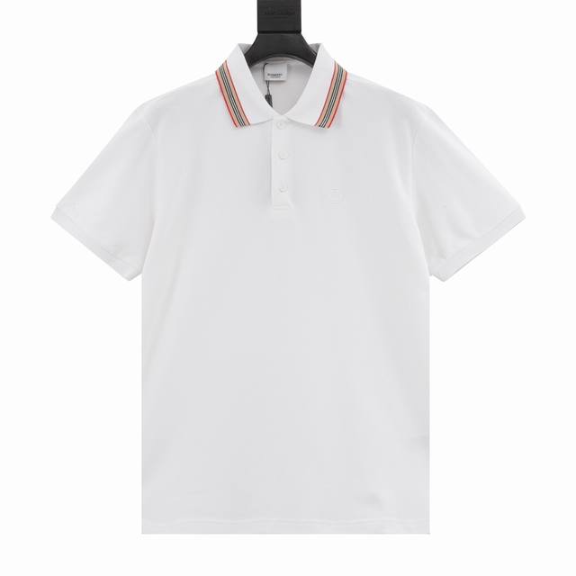 Burberry short-sleeved Polo shirt with small embroidery on the chest is made of