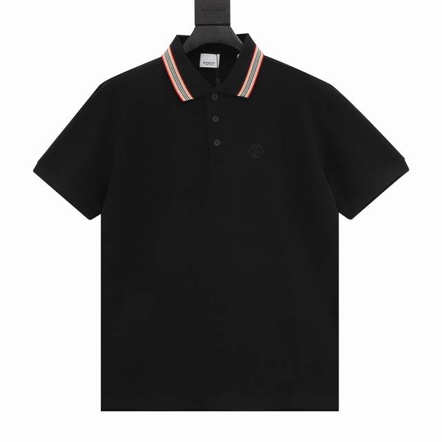 Burberry short-sleeved Polo shirt with small embroidery on the chest is made of