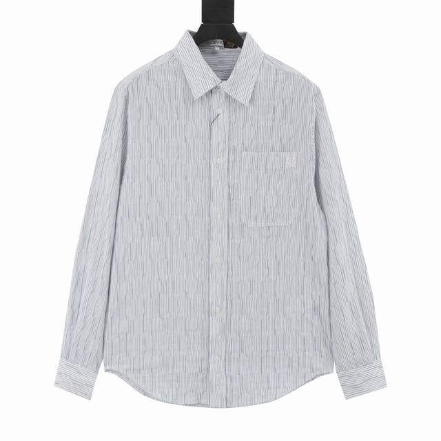 Loewe striped wave texture long-sleeved shirt The triple golden ratio cotton ble