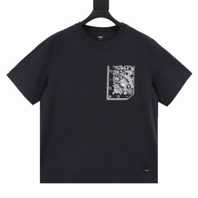 Fendi Fd Coral Flower Pocket Short Sleeve T-shirt It is woven with high-count lo